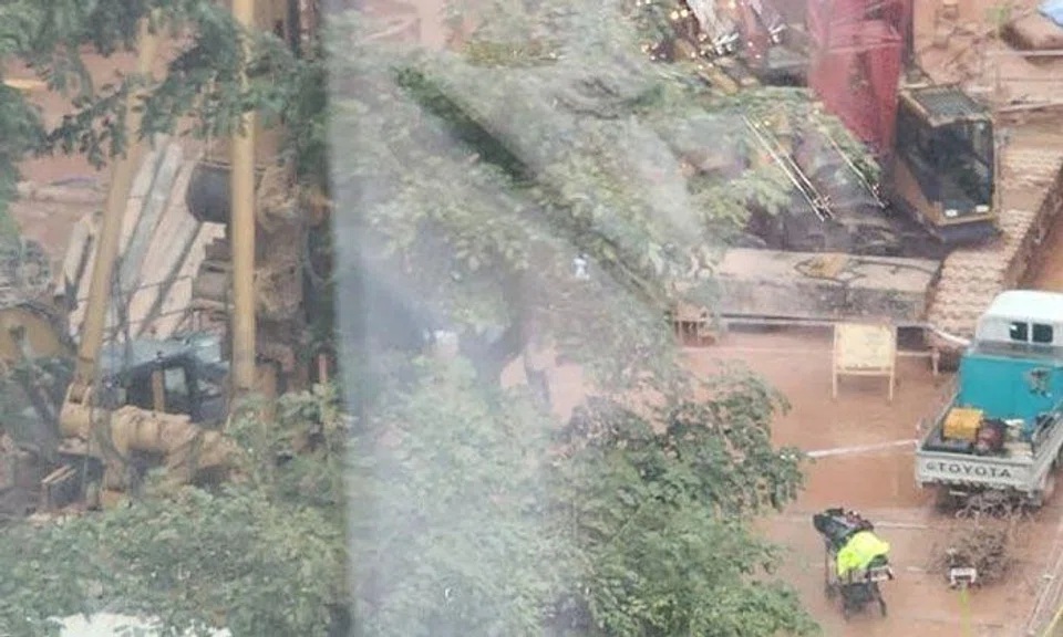 The worker had been involved in lifting works when the incident happened at about 2.30pm on Jan 25. PHOTO: SAFETY WATCH - SG/FACEBOOK