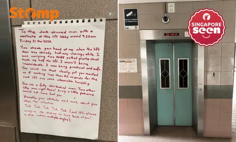 Hilarious note calls out 'man with mustache' who shook his head at writer for not holding lift for him
