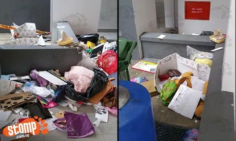 Irresponsible 503A Canberra Link resident creates rubbish heap at void deck