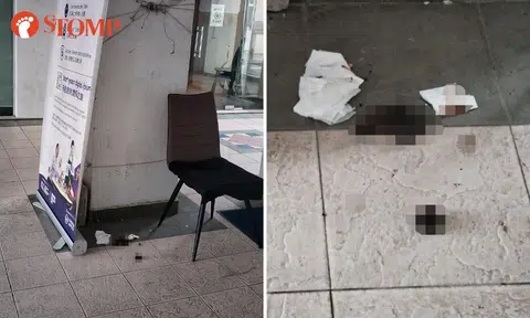 human poo in front of hougang community club