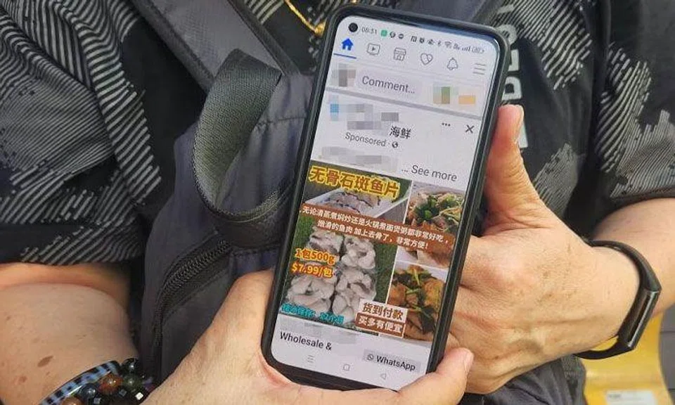 Ms Jacqueline Khoo, 58, had chanced upon a Facebook advertisement for grouper fillets from a seafood supplier called “Fresh Market TGS” on Aug 25. PHOTO: SHIN MIN DAILY NEWS