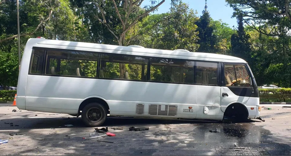 The incident left two children on the bus needing medical attention.