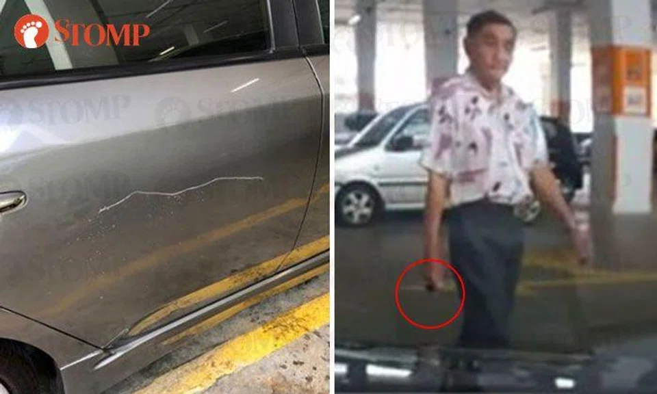 Singaporean man finds car scratched after parking at JB mall, man with key caught on camera