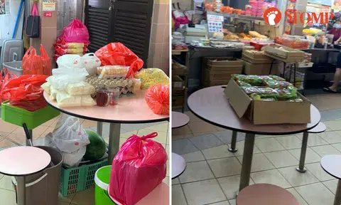 Diner unable to find seats at Tampines hawker centre because of 'self-entitled' stall owners