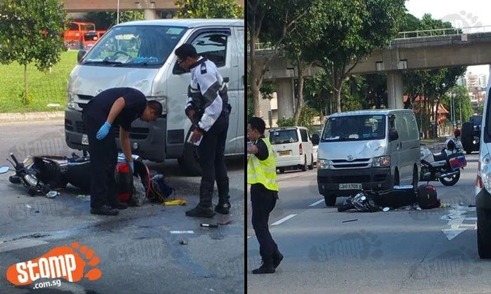 Motorcyclist sent to hospital after accident with van along Eunos Avenue 3 junction