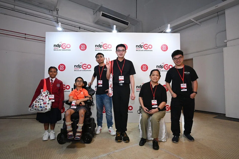Among the 41 artists are (from left) Nur Fazira Binte Mohd Nuruddin, Rihansh Manoj Chugani, Mohammad Zulkhari Lutfi Bin Mohd Azam, Tay Hong Yao Brennan, Tay Bee Lian and Sage Tan Song Yen.