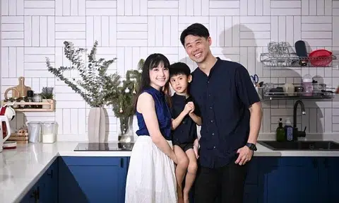 Four-year-old Elliot Koh, who was diagnosed with Leber congenital amaurosis, with his parents Eric Koh and Koh Wei Shi. Elliot is being seen at the Ocular Genetics Service.