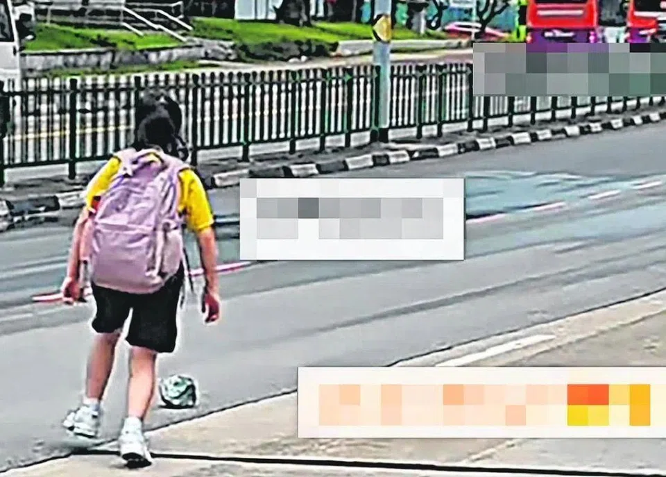 The girl ran on to the road to remove a rock that would pose a threat to drivers.