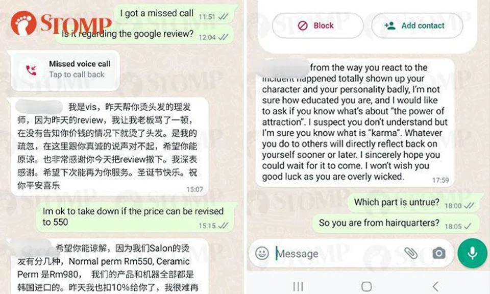 KL hair salon admits to failing to inform Stomper of perm price, but denies she was 'cheated'