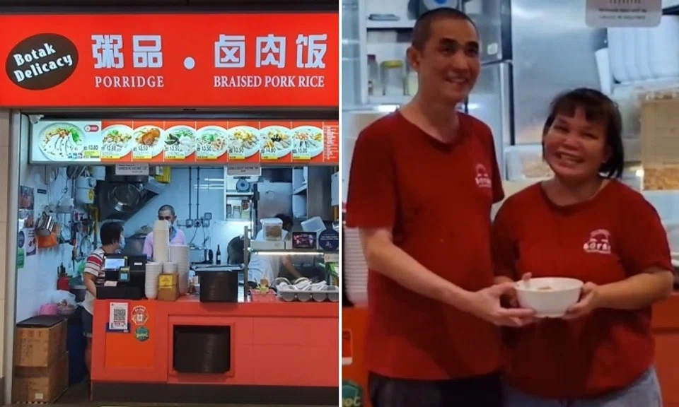 Over a decade ago, Mr Ngoh Jook Guan sold mixed vegetable rice, and Ms Ivy Lim sold porridge, both at the Golden Mile Hawker Centre.