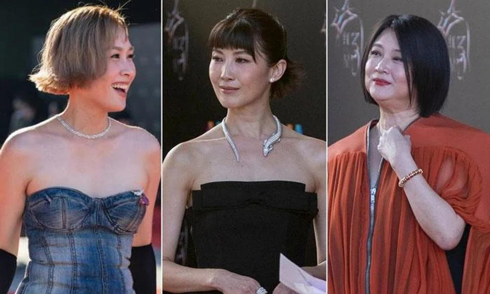 Singaporean actresses (from left) Ya Hui, Jeanette Aw and Chen Liping at the Star Awards ceremony at Mediacorp on July 6, 2025.
