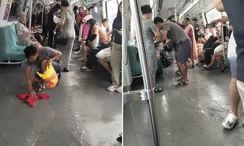 Man praised for helping to clean up spill on MRT, 'obviously not from Singapore'