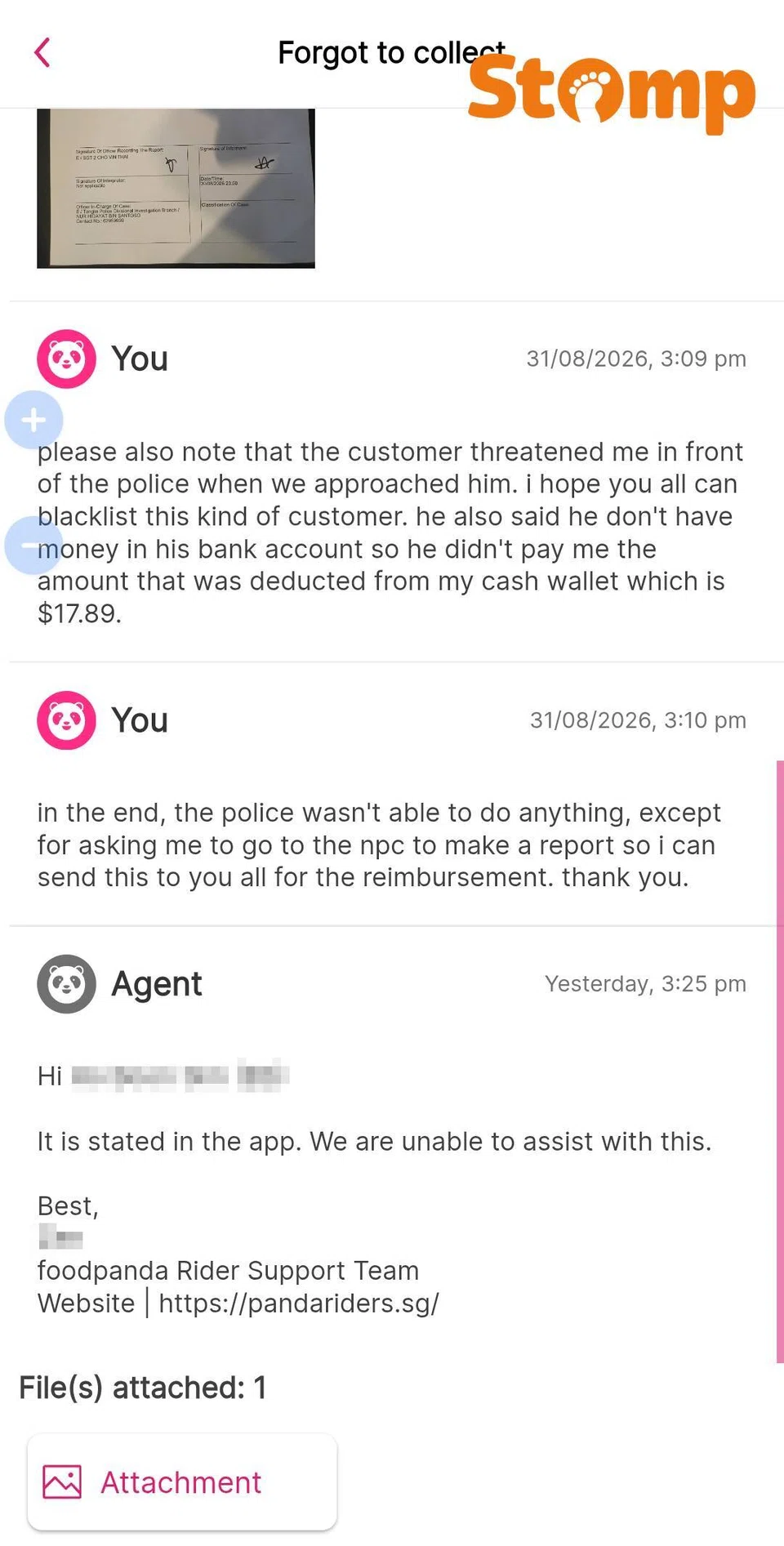 Foodpanda rider faces support issues after COD fails