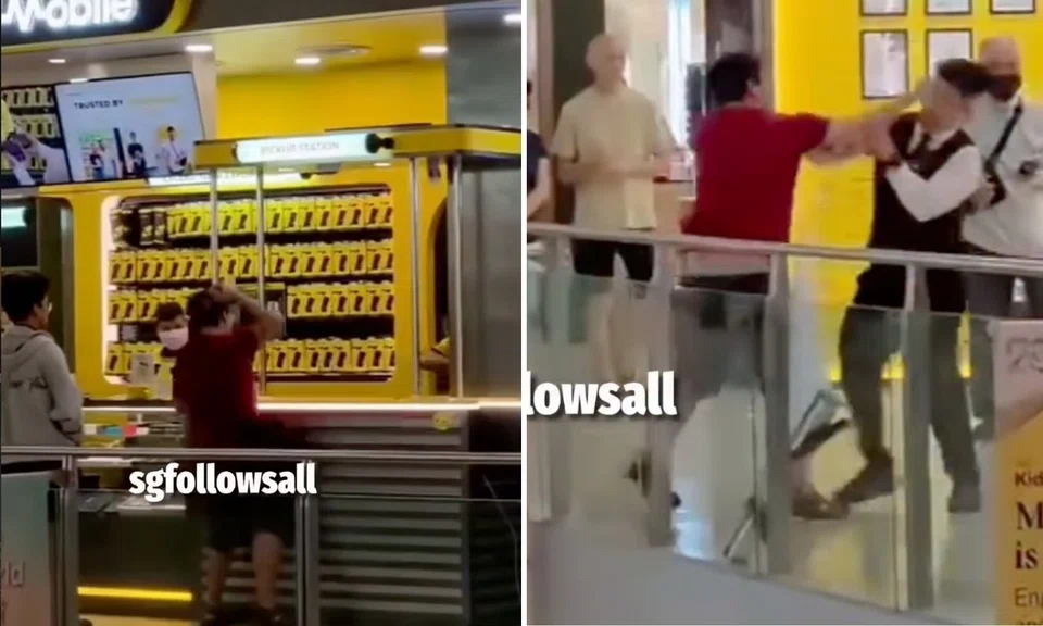 man damages mister mobile shop fixtures, hits security officer