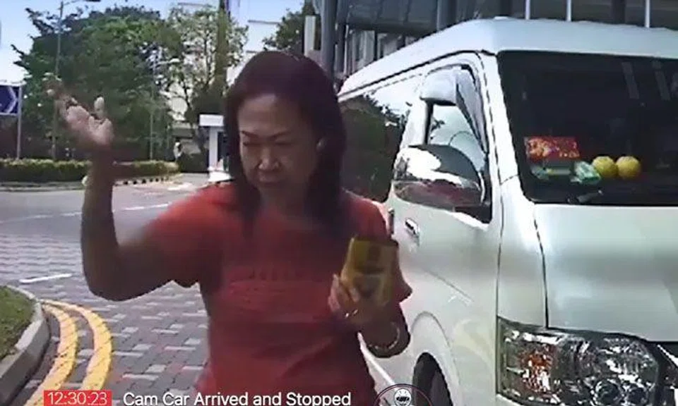 Auntie exits minibus to nag at car driver for stopping at drop-off point to let wife and sick baby alight