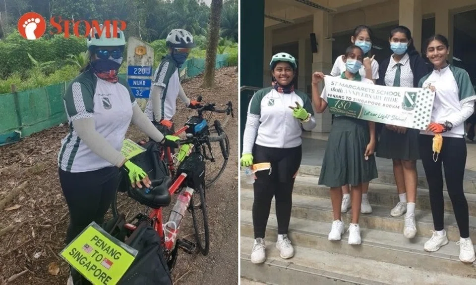 Gehna and Tareena Chandna from St Margaret's Secondary School cycled 800km from Penang to Singapore to commemorate their school’s 180th anniversary this year