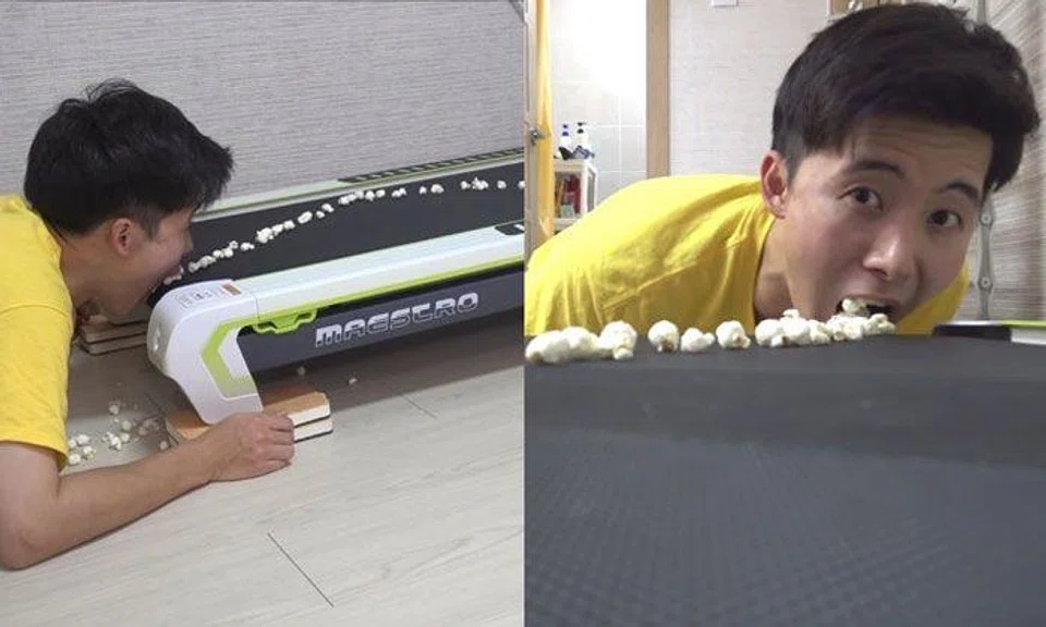 Vlogger attempts crazy challenge of eating crackers off operating ...