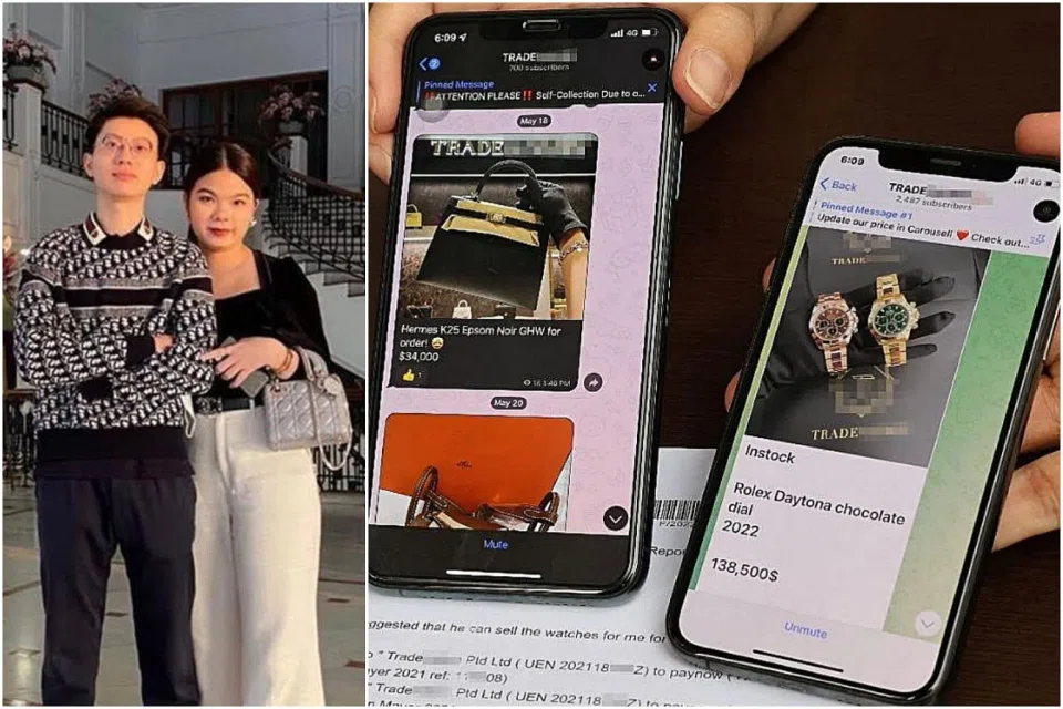 Pi Jiapeng and his wife, Pansuk Siriwipa, allegedly collected payments for luxury items, mostly watches and handbags, worth at least $32 million. PHOTOS: KLVNJP123_/INSTAGRAM SHIN MIN DAILY NEWS