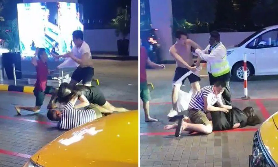 Backflip, torn shirt and vulgarities during fight involving 1 woman, 3 men outside MBS casino