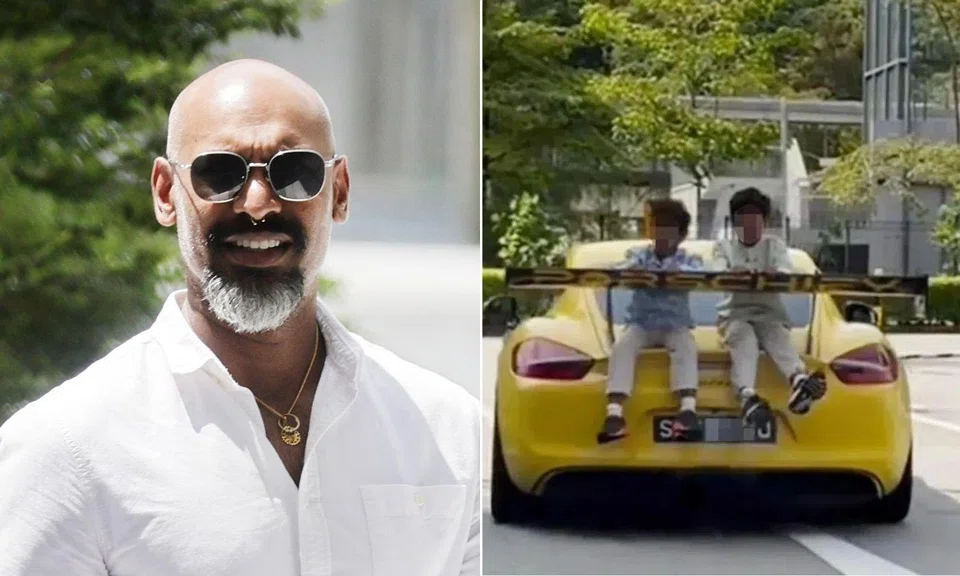 man fined after letting sons sit on rear of moving porsche