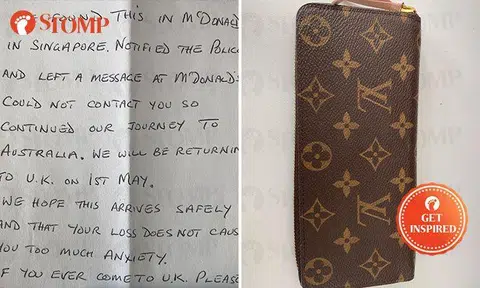 Kind British couple find Stomper's LV wallet at Bugis McDonald's, mail it to her from Australia