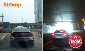 BMW driver flashes middle finger, brakes suddenly at JB CIQ