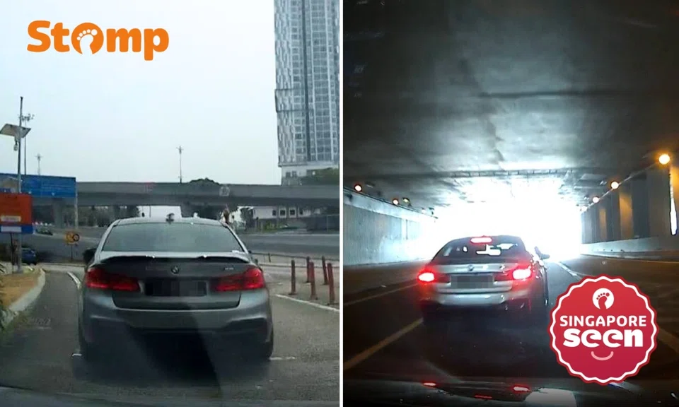 BMW driver flashes middle finger, brakes suddenly at JB CIQ