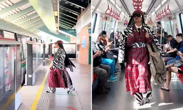 TikToker dresses in trendy outfit and turns MRT into her runway