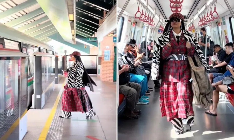 TikToker dresses in trendy outfit and turns MRT into her runway