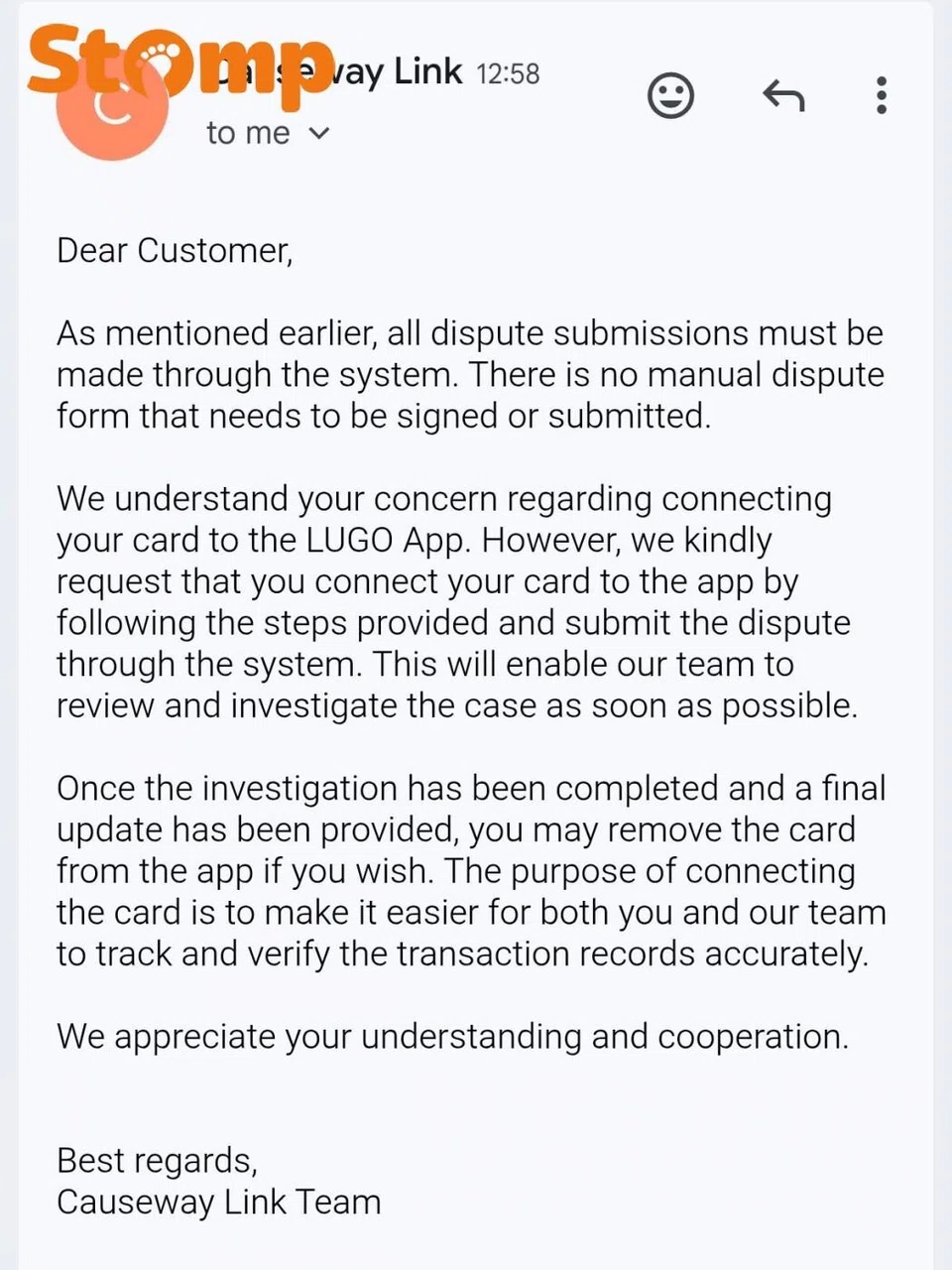 YouTrip wrongful deduction and Causeway Link bus fare error