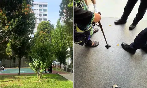 Woman rages at sepak takraw players