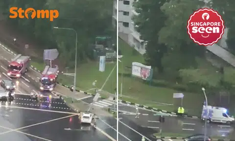 Boon Lay resident hears sirens, looks out window and sees car 'rammed' against lamp post