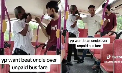 Uploaded to TikTok on July 31, 2023, the 55-second video is subtitled: "YP (young punk) want beat uncle over unpaid fare."