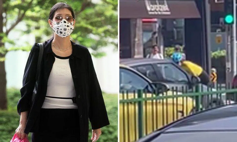 The court heard that Elaine Michele Ow (left) had attempted to disengage several times during the altercation with a cyclist on Jun 2, 2023. PHOTOS: ST/KELVIN CHNG, FACEBOOK
