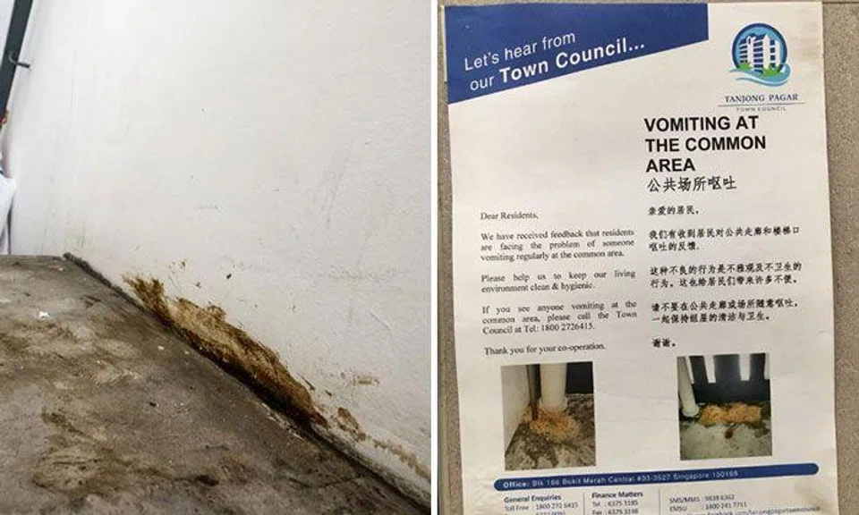 Tanjong Pagar residents on lookout for culprit behind weekly soiling of carpark with vomit and faeces 