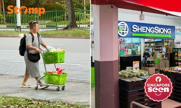 Woman pushes Sheng Siong trolley