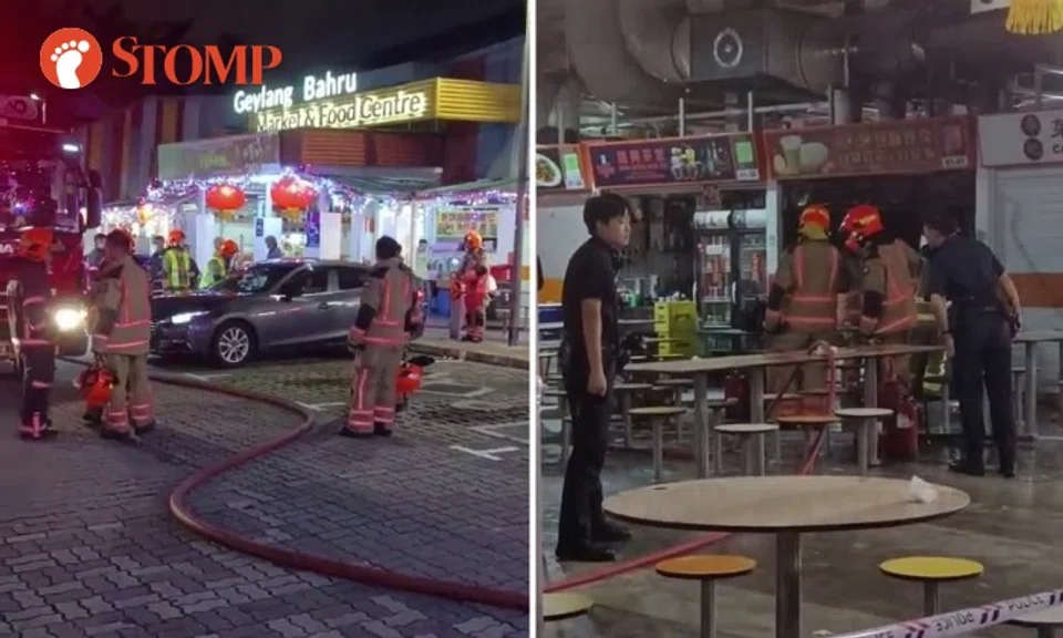A Stomper shared videos of SCDF at the hawker centre.