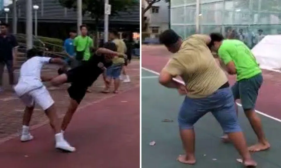A video of about a dozen teenage boys fighting each other at a basketball court near Bendemeer Ville went viral late last week.