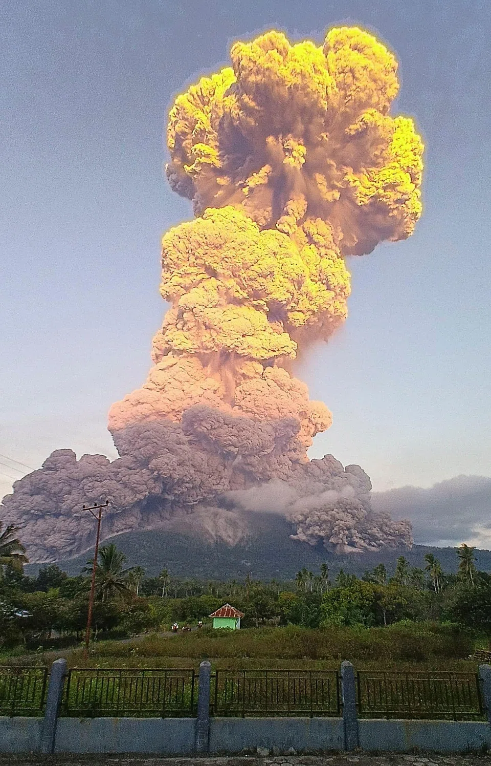 Volcanic ash rained down on several villages around Mount Lewotobi Laki-Laki and forced the evacuation of at least one village late on June 17.