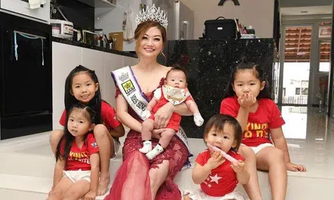 Ms Laura Lee and her grandchildren Fion Ng, Cara Ng, Shane Lian, Scarlett Lian and Celine Ng. TNP PHOTO: KHALID BABA