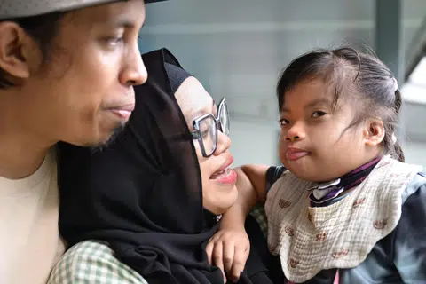 Rania Safiyya Ridzwan, five, has a rare genetic disorder called Kaufman oculocerebrofacial syndrome.