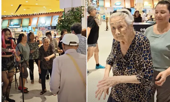 93-year-old grandma dances to live band performing at 313@Somerset food court