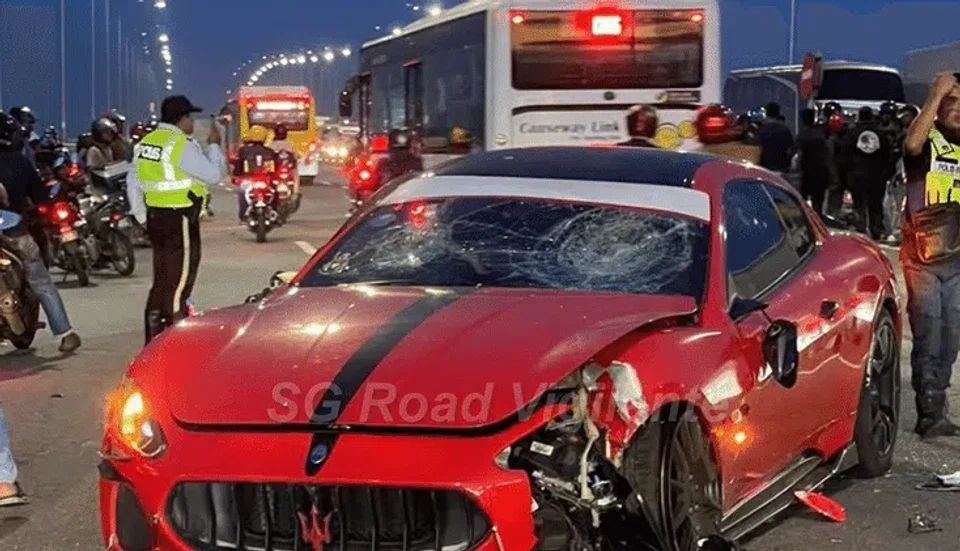 A screengrab from footage posted online shows the car with a shattered windscreen and a damaged bonnet.