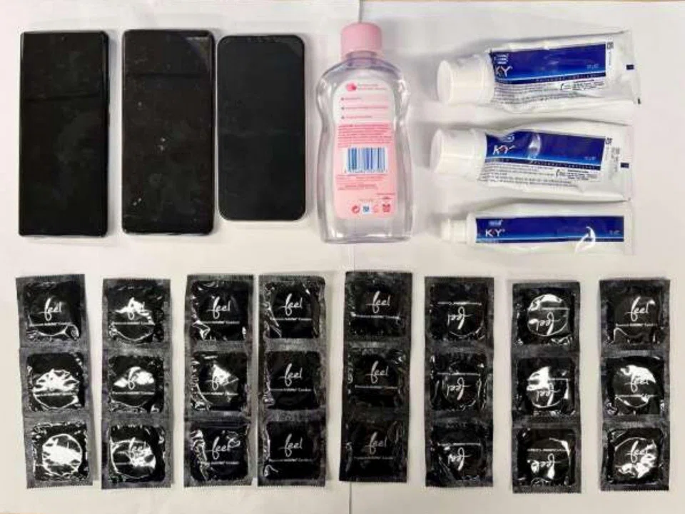 Three mobile phones and other vice-related paraphernalia were seized.