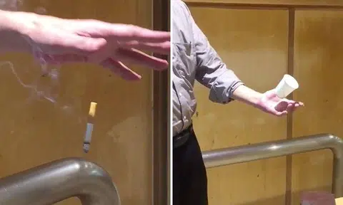 Magic performed by man in smoking room will make you doubt your eyes