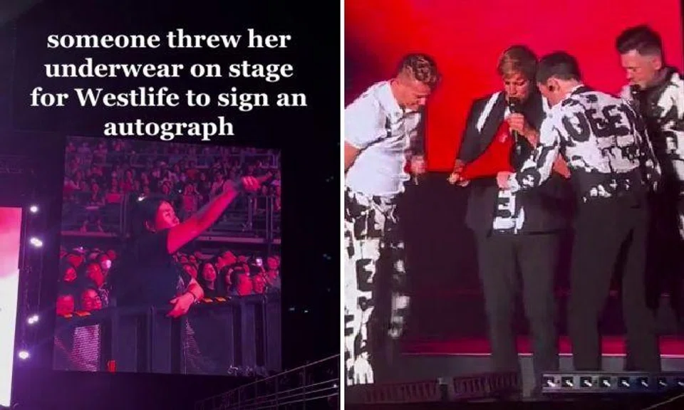 In a TikTok video posted by moneymakcik on Sunday (Feb 19), the fan is seen throwing a pair of red undies onto the stage. 