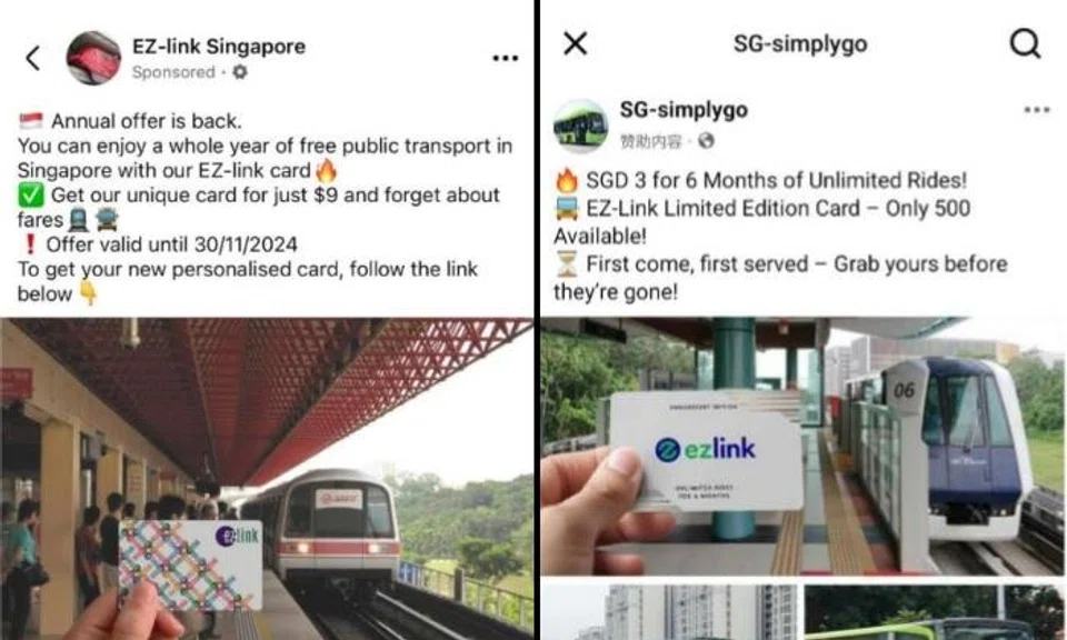 At least $156k lost to scams involving fake EZ-Link and SimplyGo ads on social media this month