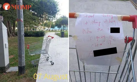 Passer-by leaves angry note on supermarket trolley abandoned at Somme Road park