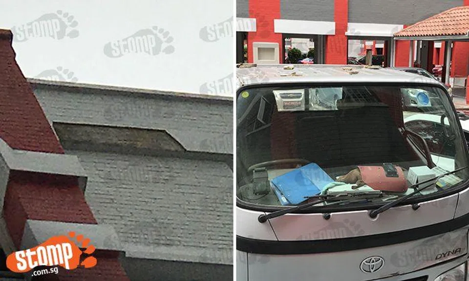 Slab falls from height at Blk 449 Hougang Ave 10: Debris lands on cars parked below
