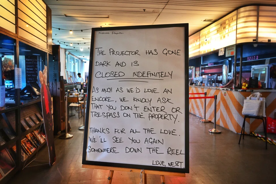 A signage announcing its closure seen at The Projector taken on Aug 19.